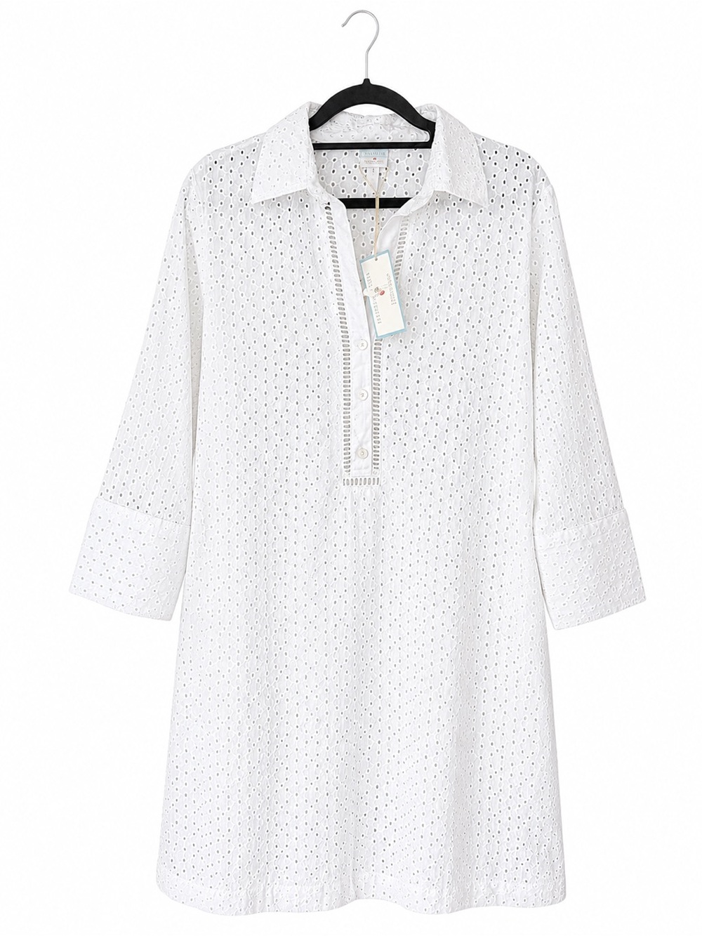 Draper James x Helen Jon Lexington Eyelet Shirtdress Coverup White Small NWT - Picture 2 of 5